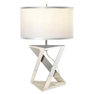 Lampe de table en métal nickel poli et base en marbre blanc…