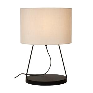 Lampe de table en métal noir avec abat-jour blanc