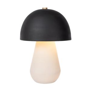 Lampe de table en terre cuite blanc cassé et noir, H 38 cm