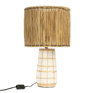 Lampe de table en terre cuite et rotin blanc naturel 30x30x…