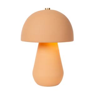Lampe de table en terre cuite orange et beige, H 38 cm