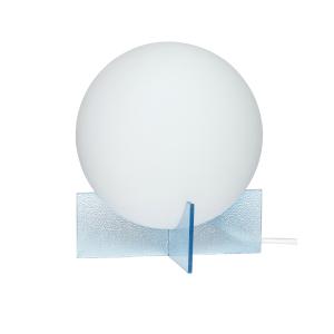 Lampe de table en verre bleu et blanc