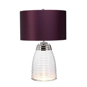 Lampe de table en verre et abat-jour satiné aubergine H: 64…