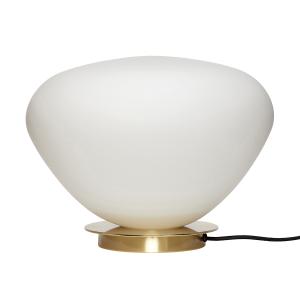 Lampe de table en verre et métal laiton et blanc