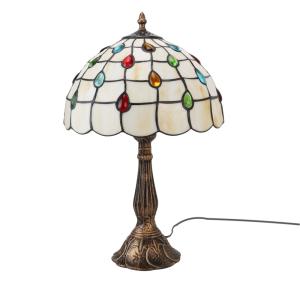 Lampe de table en verre mosaïque blanc et métal Ø 30cm