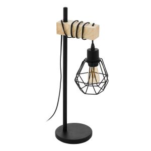 Lampe de table métal noir et bois