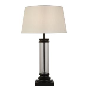 Lampe de table métal verre clair abatjour tissu noir - H63c…