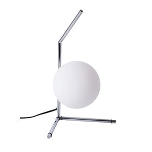 Lampe de table moderne globe en verre Ø15 cm, E27, chromée