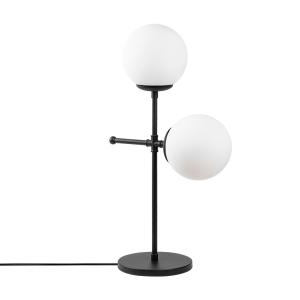 Lampe de table noire 2 lumières avec sphères en verre blanc…