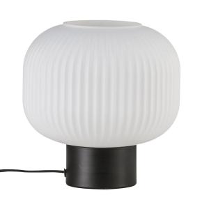 Lampe de table noire avec élégant abat-jour en verre opale