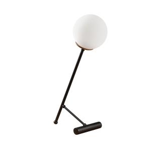 Lampe de table noire avec sphère en verre opale