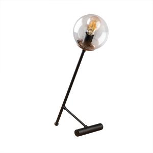 Lampe de table noire moderne avec sphère en verre transpare…