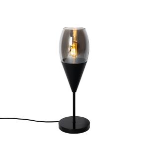 Lampe de table noire moderne avec verre fumé