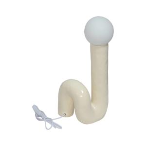 Lampe de table organique céramique vernis crème h 45cm