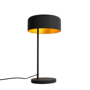 Lampe de table rétro noire avec intérieur doré