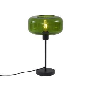Lampe de table rétro noire verre vert