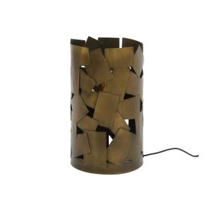 Lampe de table ronde en métal ajouré couleur bronze