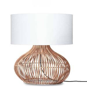 Lampe de table rotin abat-jour lin naturel/blanc, h. 60cm