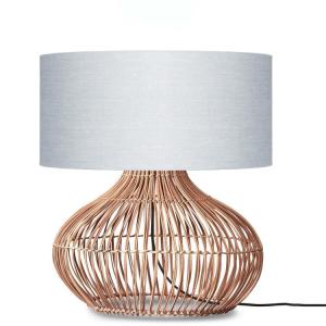 Lampe de table rotin abat-jour lin naturel/gris clair, h. 6…