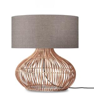 Lampe de table rotin abat-jour lin naturel/lin foncé, h. 60…