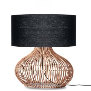 Lampe de table rotin abat-jour lin naturel/noir, h. 60cm