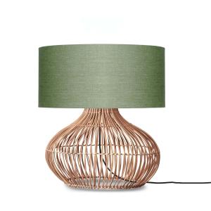 Lampe de table rotin abat-jour lin naturel/vert for√™t, h.…