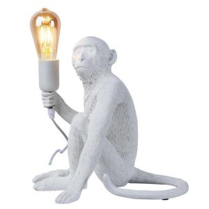 Lampe de table singe en résine style industriel, E27, blanc…