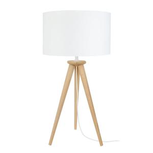 Lampe de table trépied  bois naturel   abat-jour tissu écru…