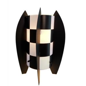 Lampe décorative à damiers noirs H. 25cm