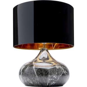 Lampe effet marbre gris et abat-jour noir