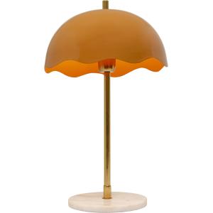 Lampe en acier orange, doré et marbre blanc