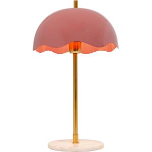 Lampe en acier rose, doré et marbre blanc
