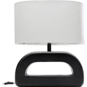 Lampe en aluminium noir et lin blanc H52