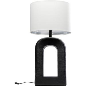 Lampe en aluminium noir et lin blanc H79