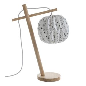 Lampe en bois  à motif h.48 cm