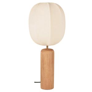 Lampe en bois de manguier et abat-jour blanc cassé