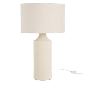 Lampe en céramique beige et abat-jour en tissu crème