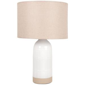 Lampe en céramique bicolore et abat-jour beige