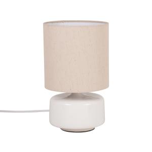 Lampe en céramique blanche et abat-jour en polyester recycl…