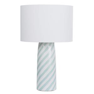Lampe en céramique blanche et bleue et abat-jour en polyest…