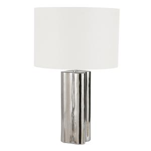 Lampe en céramique chromé et abat-jour en tissu blanc cassé…