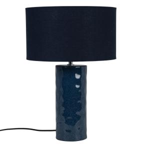 Lampe en céramique et abat-jour en polyester recyclé bleu