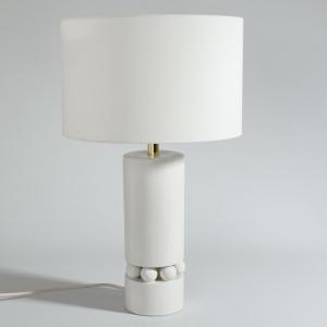 Lampe en céramique et abat-jour en polyester recyclé crème…