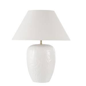 Lampe en céramique motif floral et abat-jour conique en pol…