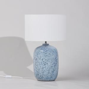 Lampe en céramique mouchetée bleue et abat-jour en polyeste…