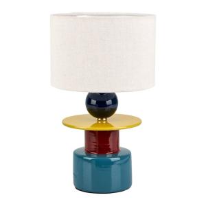 Lampe en céramique multicolore avec abat-jour beige