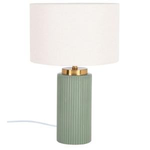 Lampe en céramique striée verte et dorée et abat-jour en po…