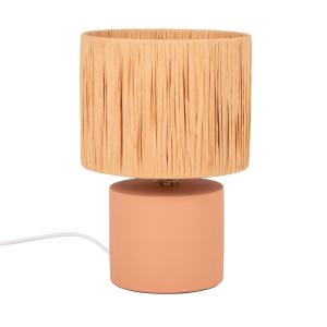 Lampe en céramique terracotta et abat-jour en raphia