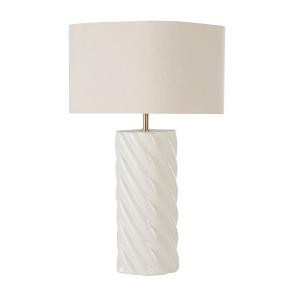 Lampe en céramique torsadée blanc cassé et abat-jour en pol…