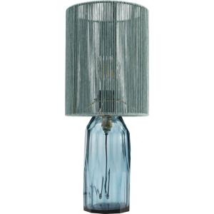 Lampe en fils de viscose et verre bleu